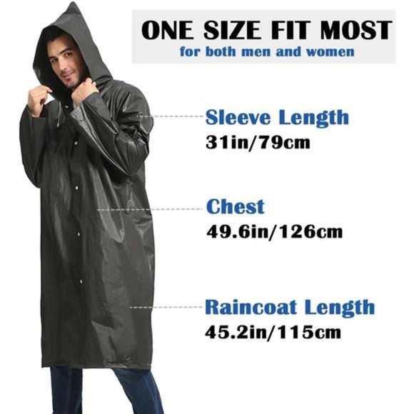 Opret 2 Pack Raincoats for Adults Reusable, EVA Rain Ponchos Lightweight Rain Co - Picture 2 of 8